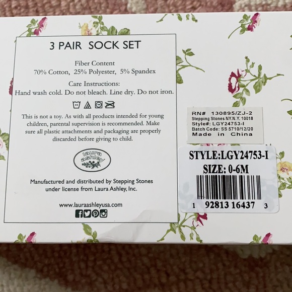 Laura Ashley 3 Pair Baby Girl Sock-Shoes - Picture 4 of 4